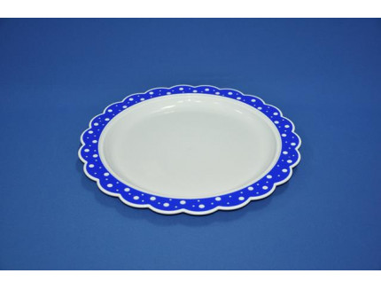 Блюдо "Горошек" диаметр-370 мм (бело-синий)