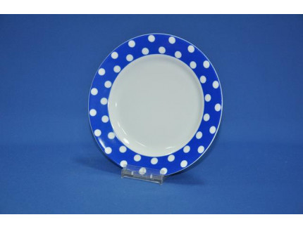 тарелка мелкая 200 мм (1/20) (горошек на синем)
