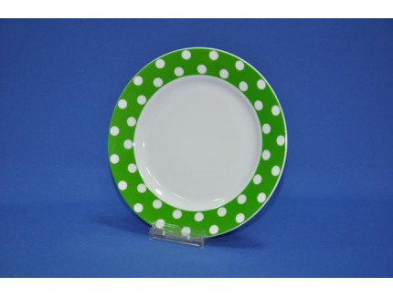 тарелка мелкая 200 мм (1/20) (горошек на зеленом)